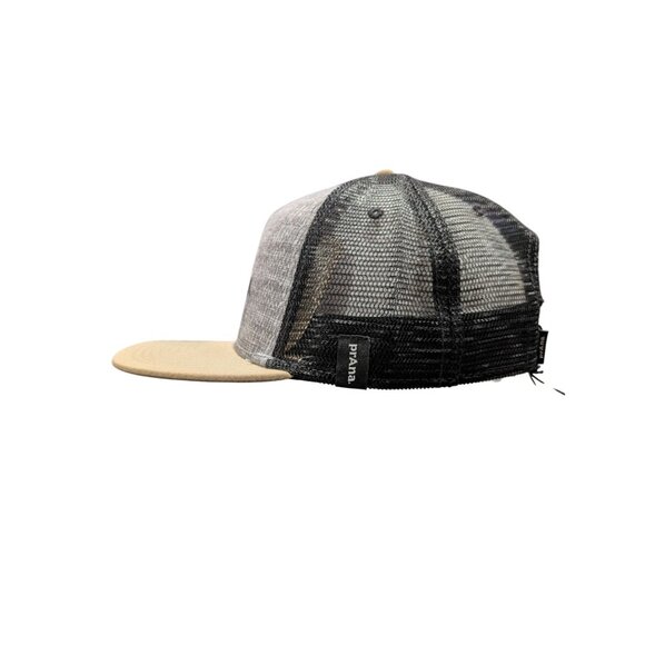 Prana Mens SoCal Trucker Hat Snapback Tan Gray Mesh Cap Organic Lightweight NWT - Picture 5 of 8